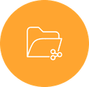 Orange folder sharing icon with network connectivity symbol