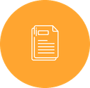 White document icon with folded corner on orange circular background