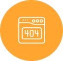 Orange 404 error page icon with browser window design