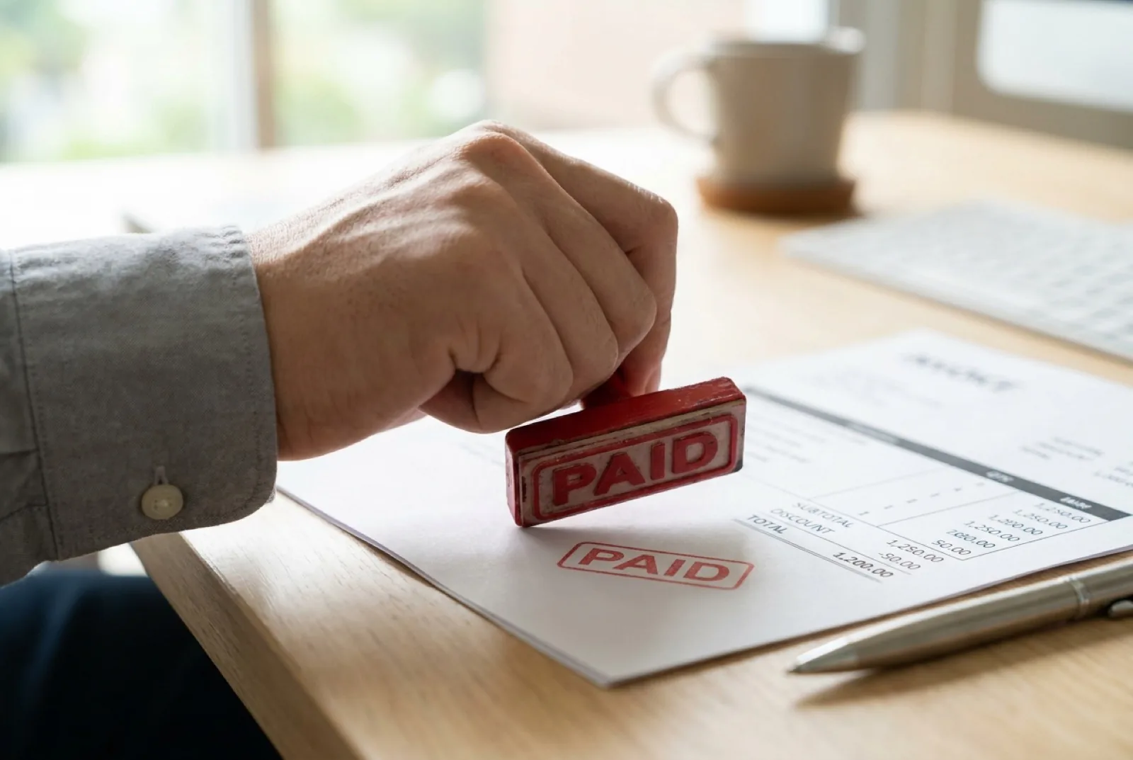 Red PAID stamp on a document