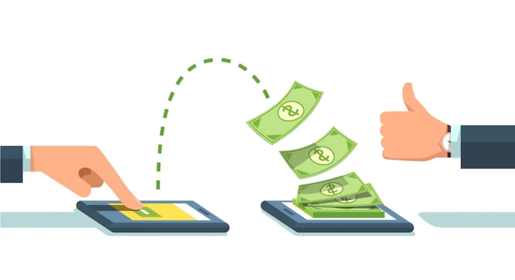 Electronic payment transfer from smartphone to smartphone with digital money transaction