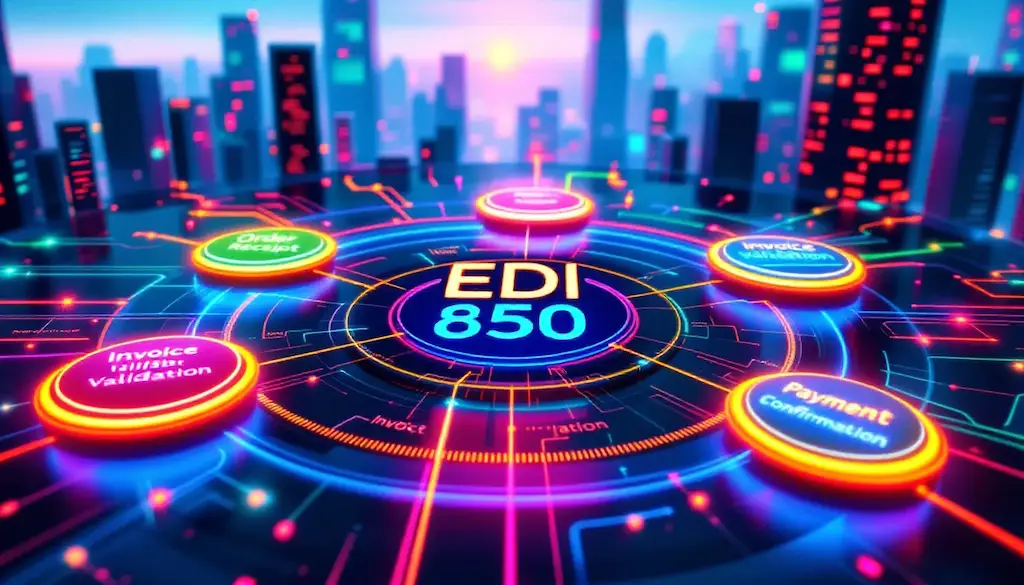 edi 850 text in futuristic illustration
