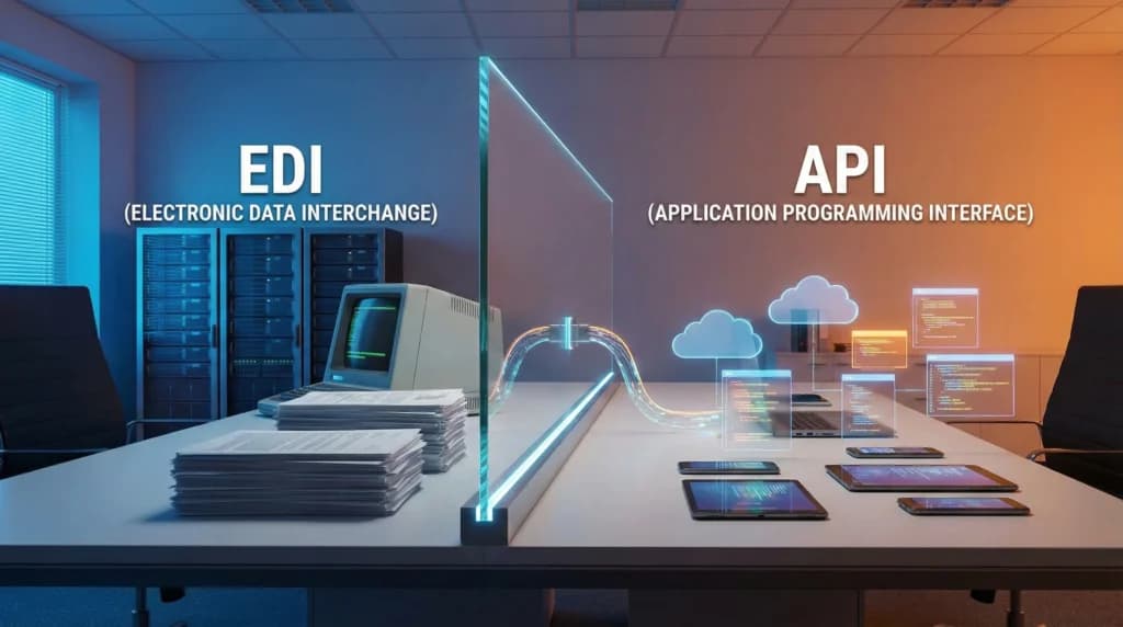 EDI on one side and API on the other