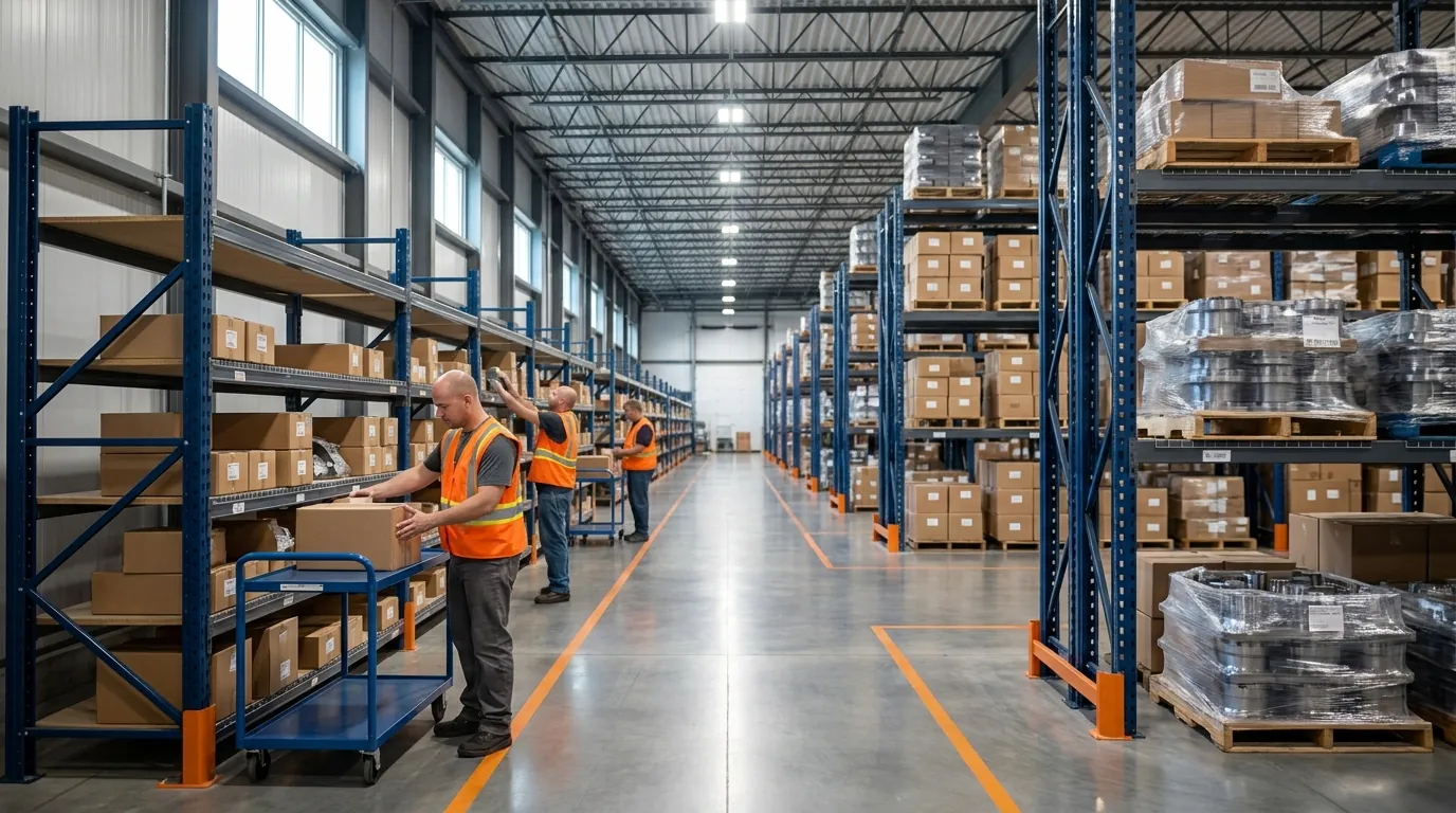 Manufacturing warehouse workers picking orders, edi software, edi platform
