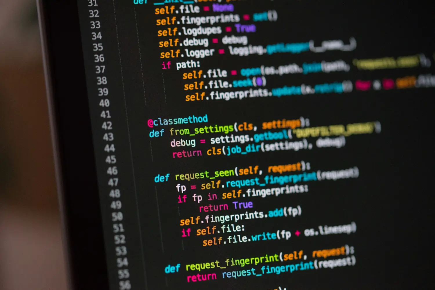 Source code on a computer screen