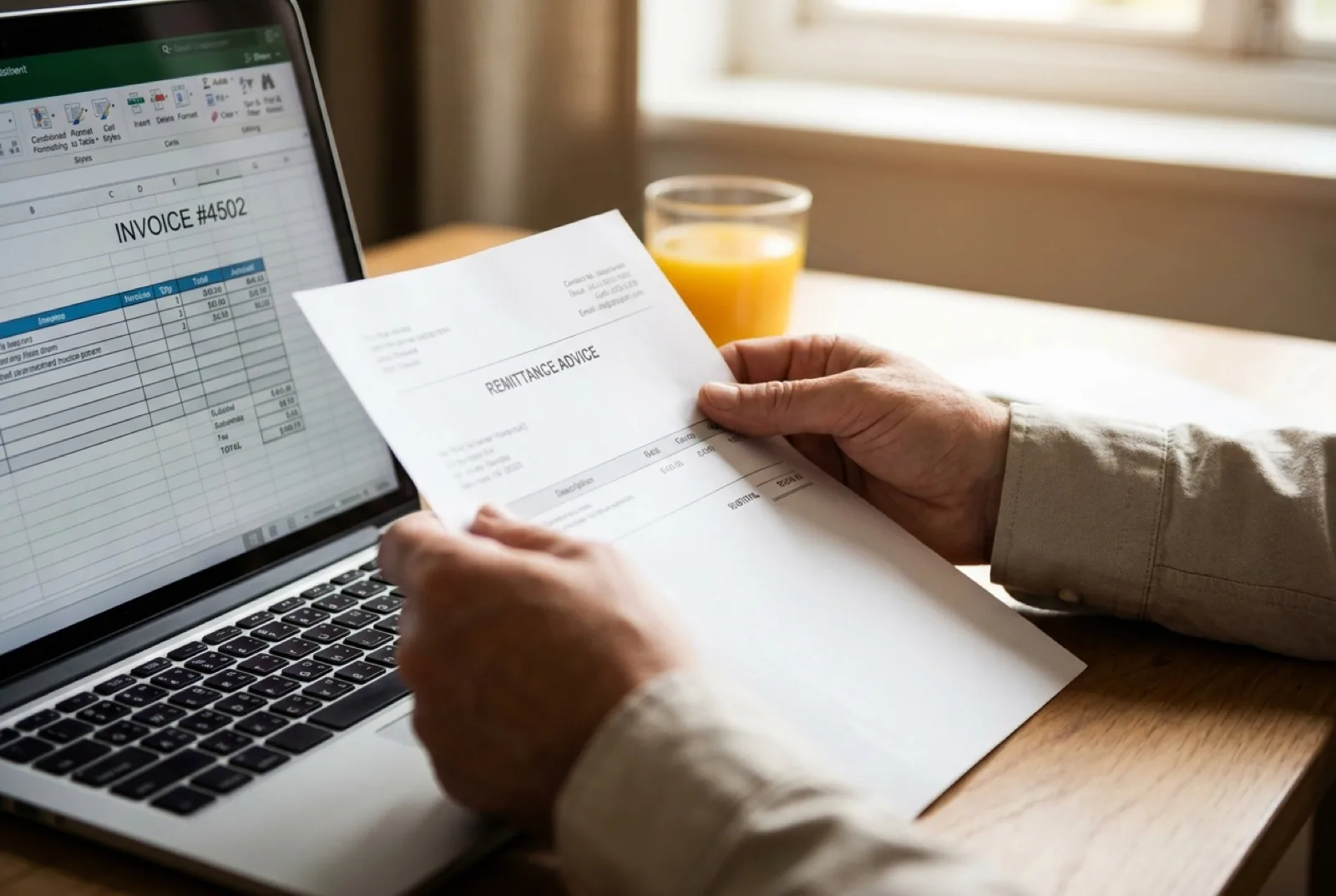 Accountant and bookkeeper reviewing an invoice together