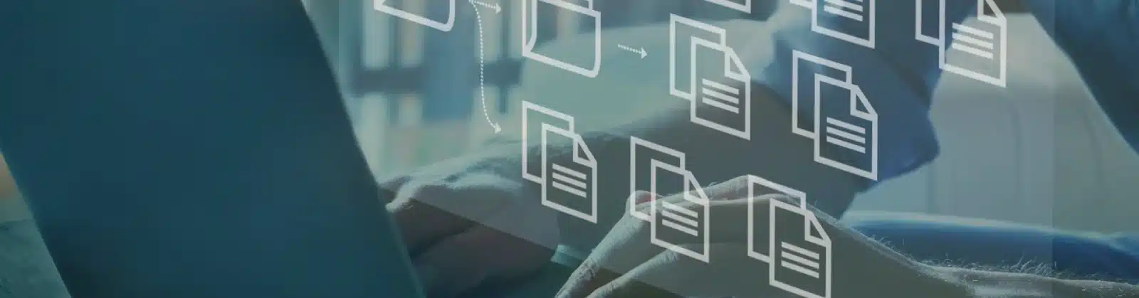 Digital document icons flowing between hands representing recent EDI changes and data transfer