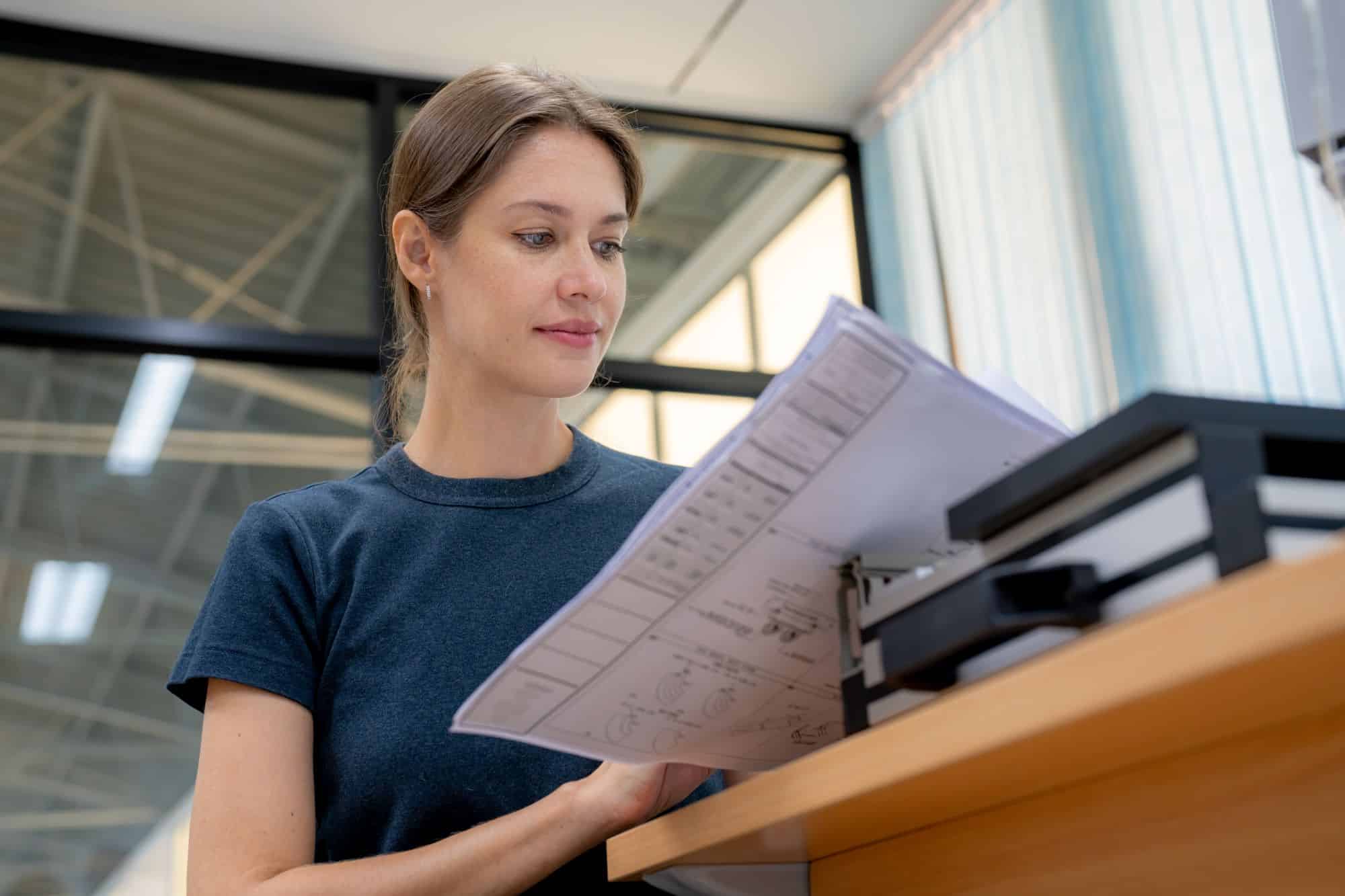 Woman reviewing a document