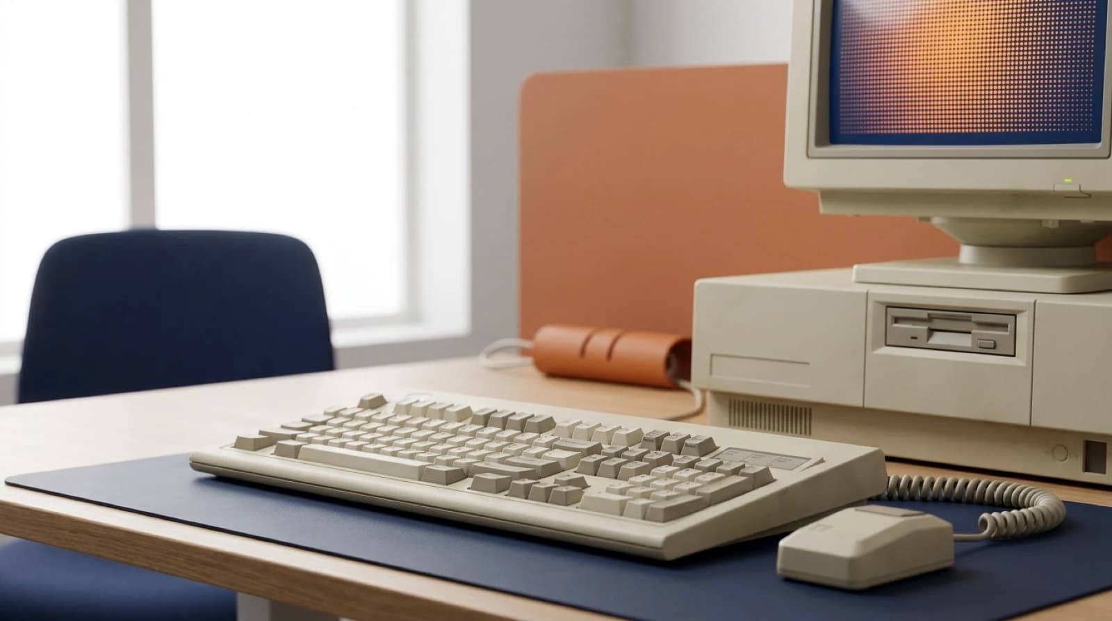 an old computer, mouse and keyboard with a floppy disk slot