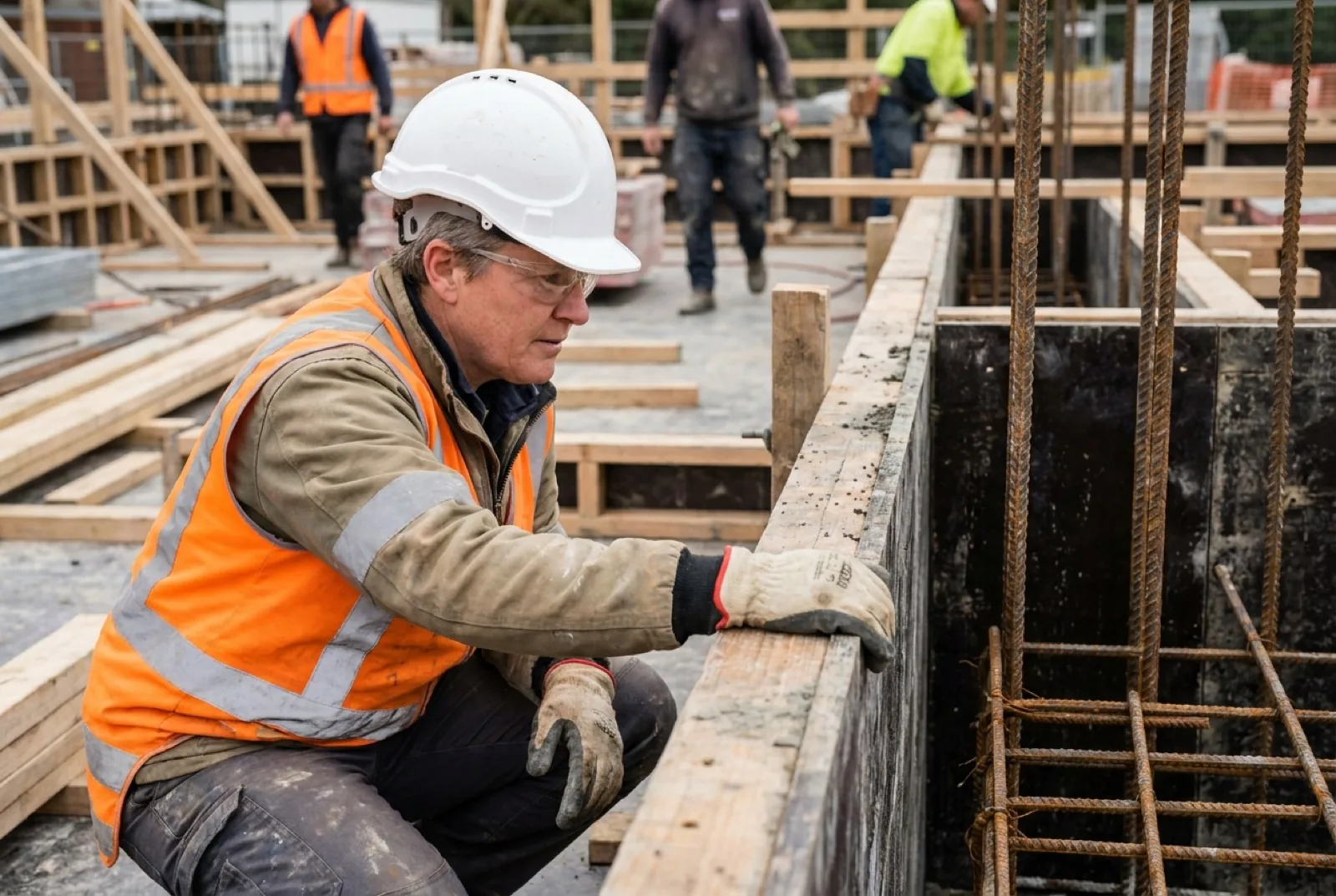 Engineer inspect building structure technicians