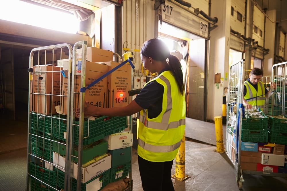 Warehouse worker fulfilling a customer order