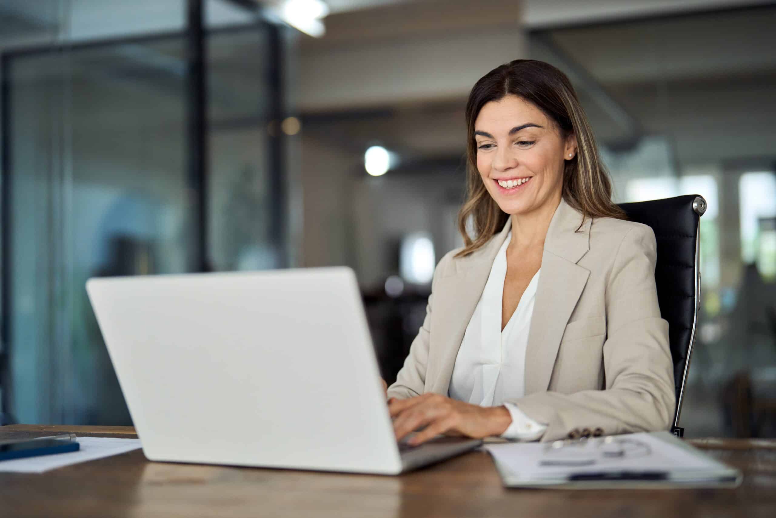 Business professional working on laptop