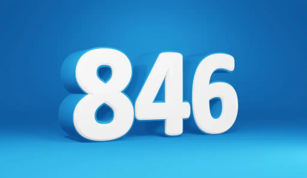 White 3D numbers "846" on blue background representing EDI 846 inventory transactions