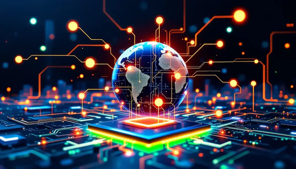 edi 997 globe and circuits illustration