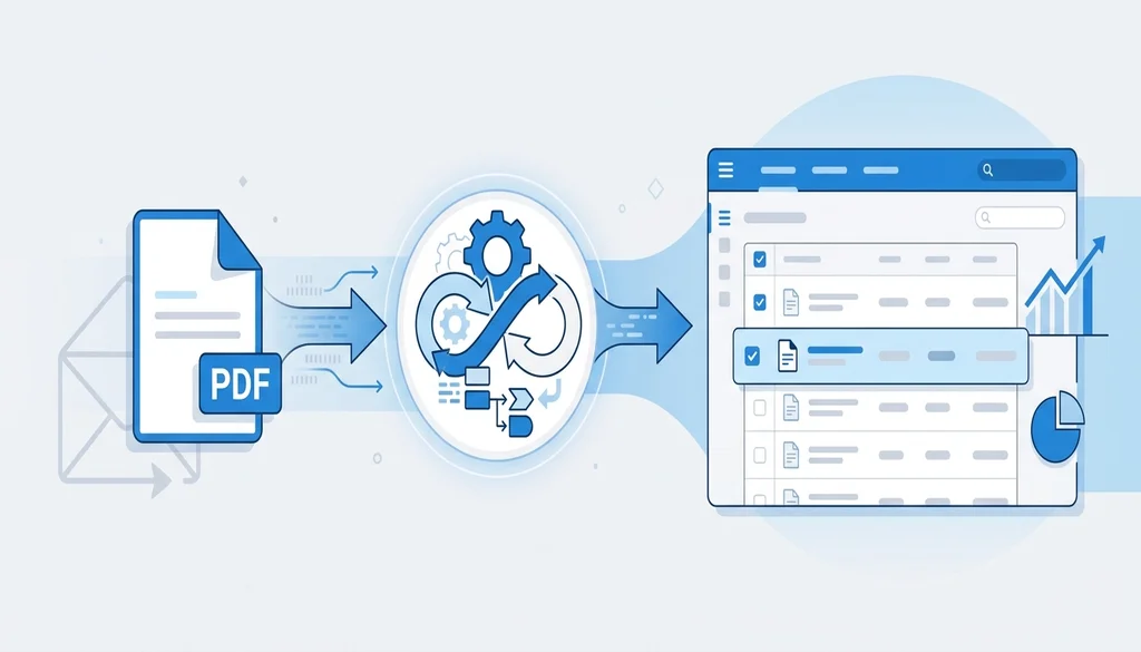 PDF invoices from suppliers being automatically converted and routed into an ERP system