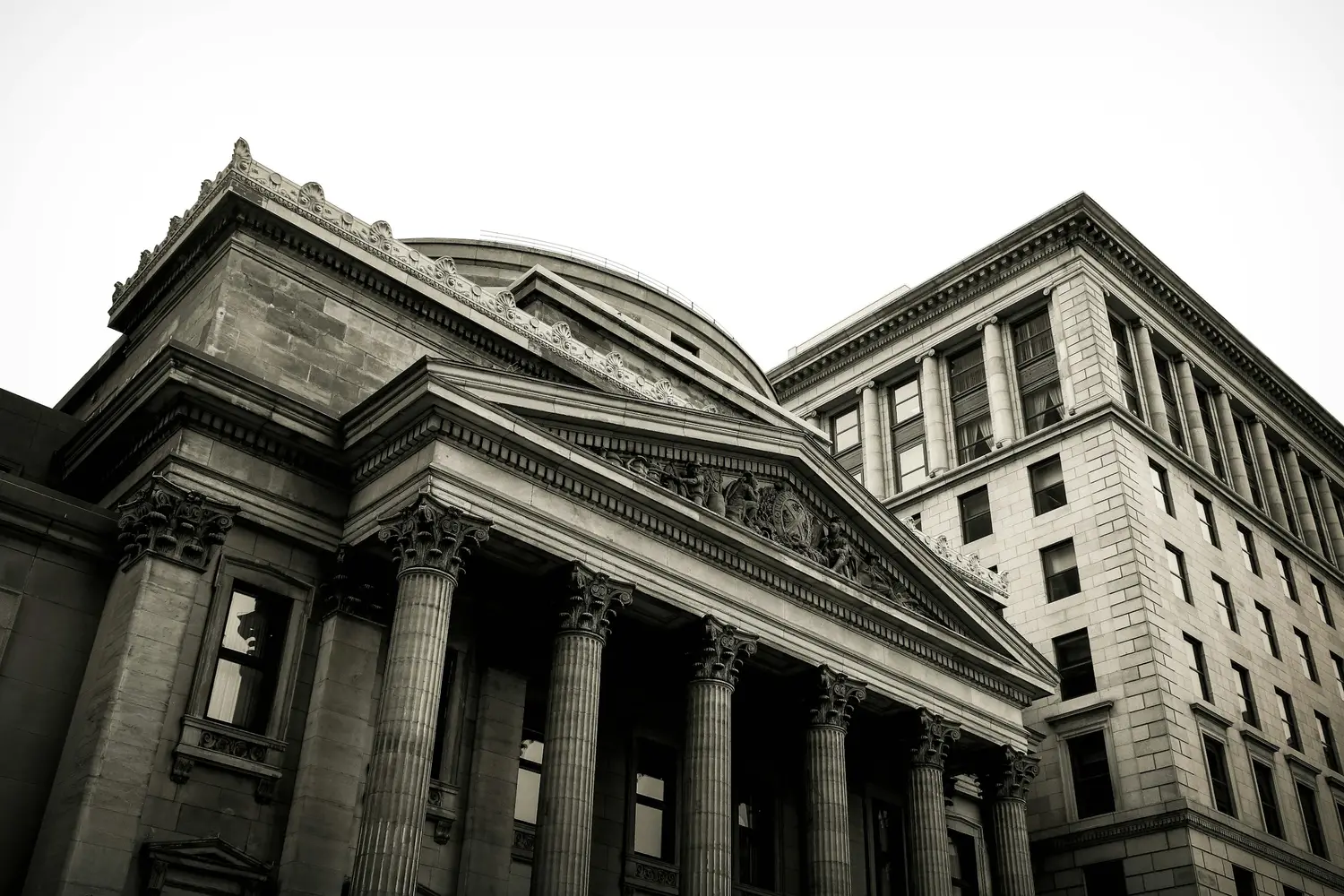 Stone bank building with classical columns