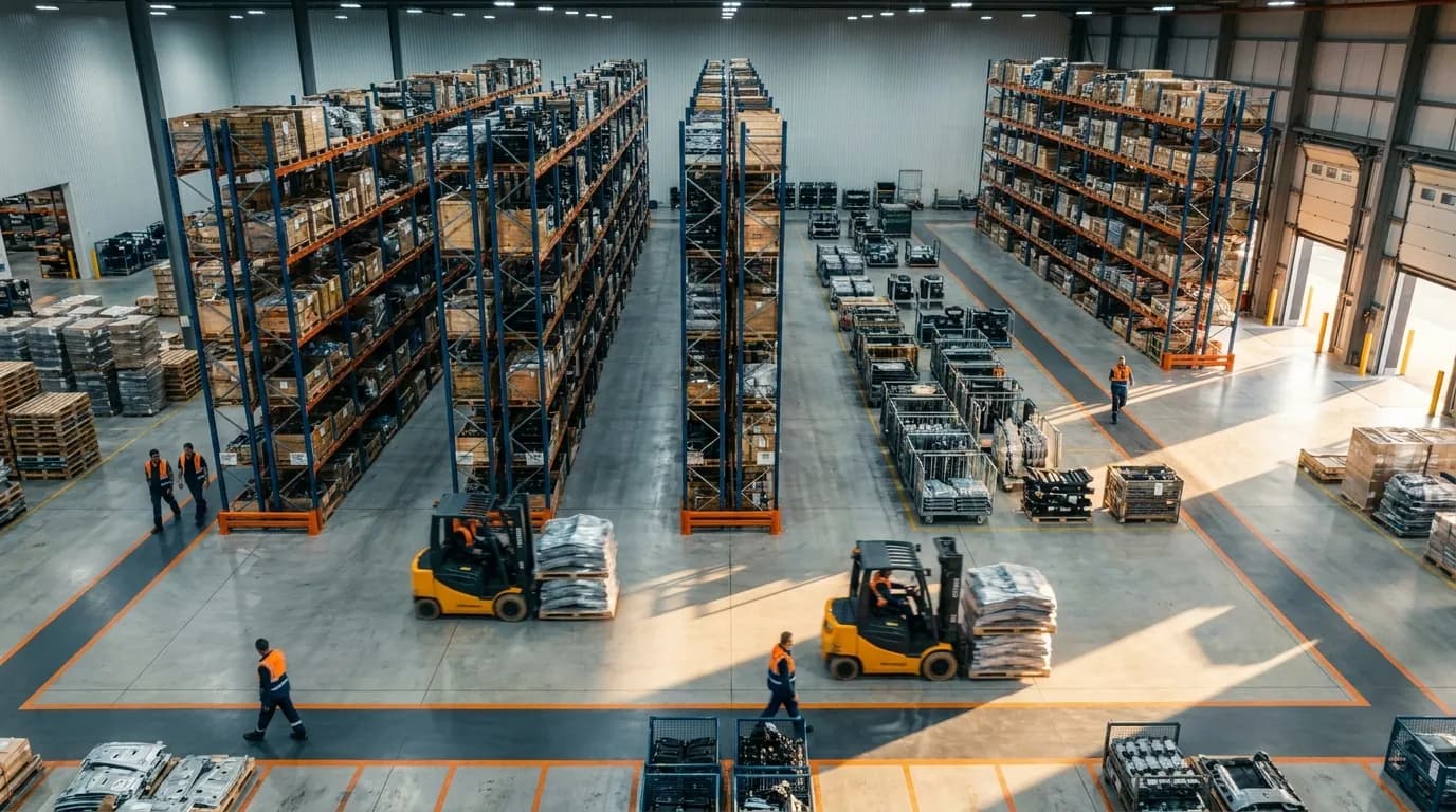 Aerial warehouse floor illustrating edi 862, what is edi 830 flow