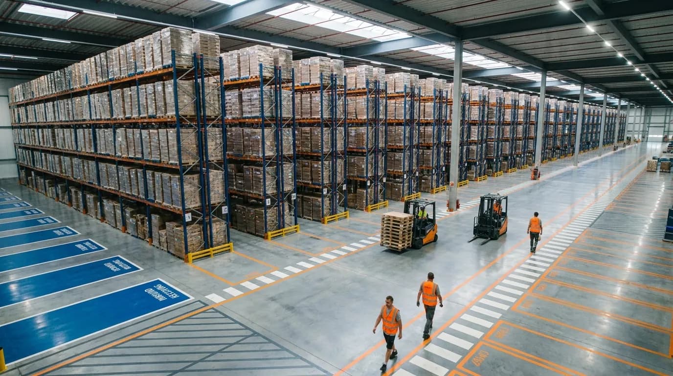 Aerial warehouse floor supporting edi 945, edi 944 operations