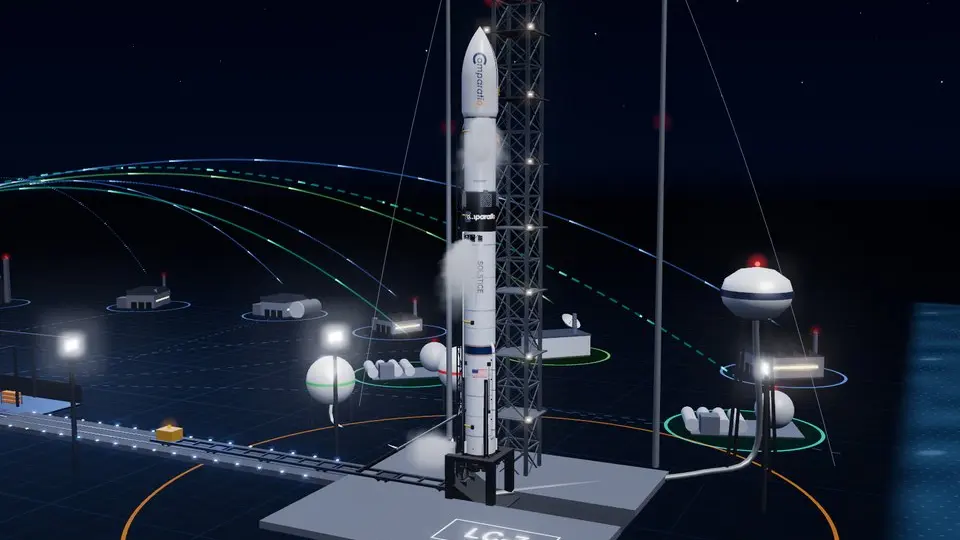 Rocket on the launch pad in the 3D story