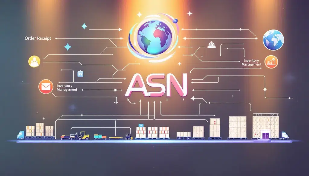 Advanced Shipping Notice ASN digital logistics network connecting global supply chain warehouses