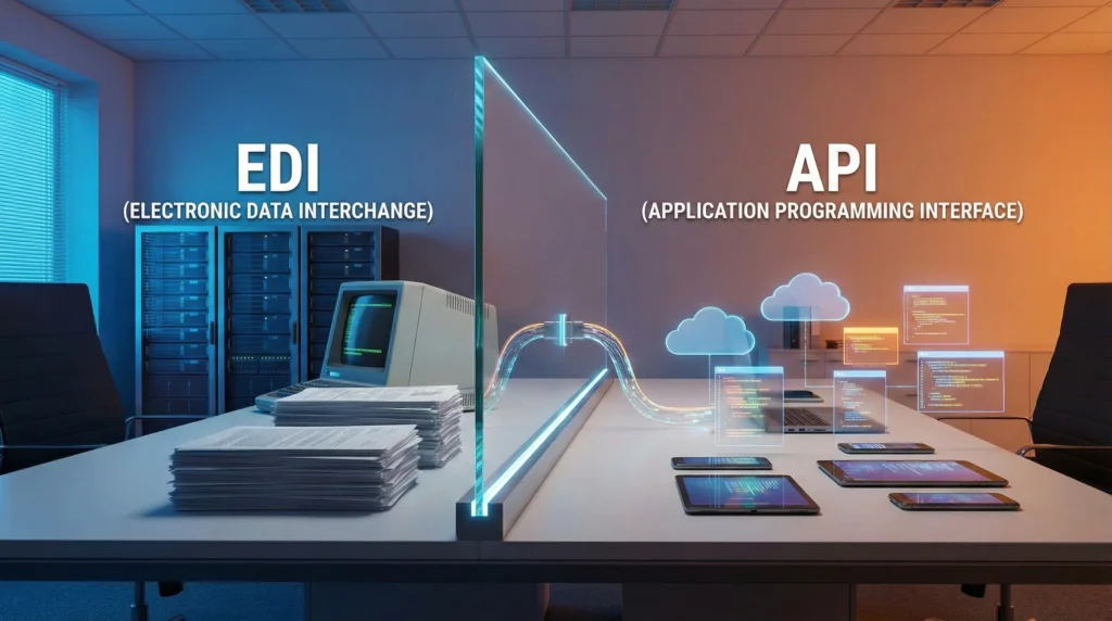EDI on one side and API on the other