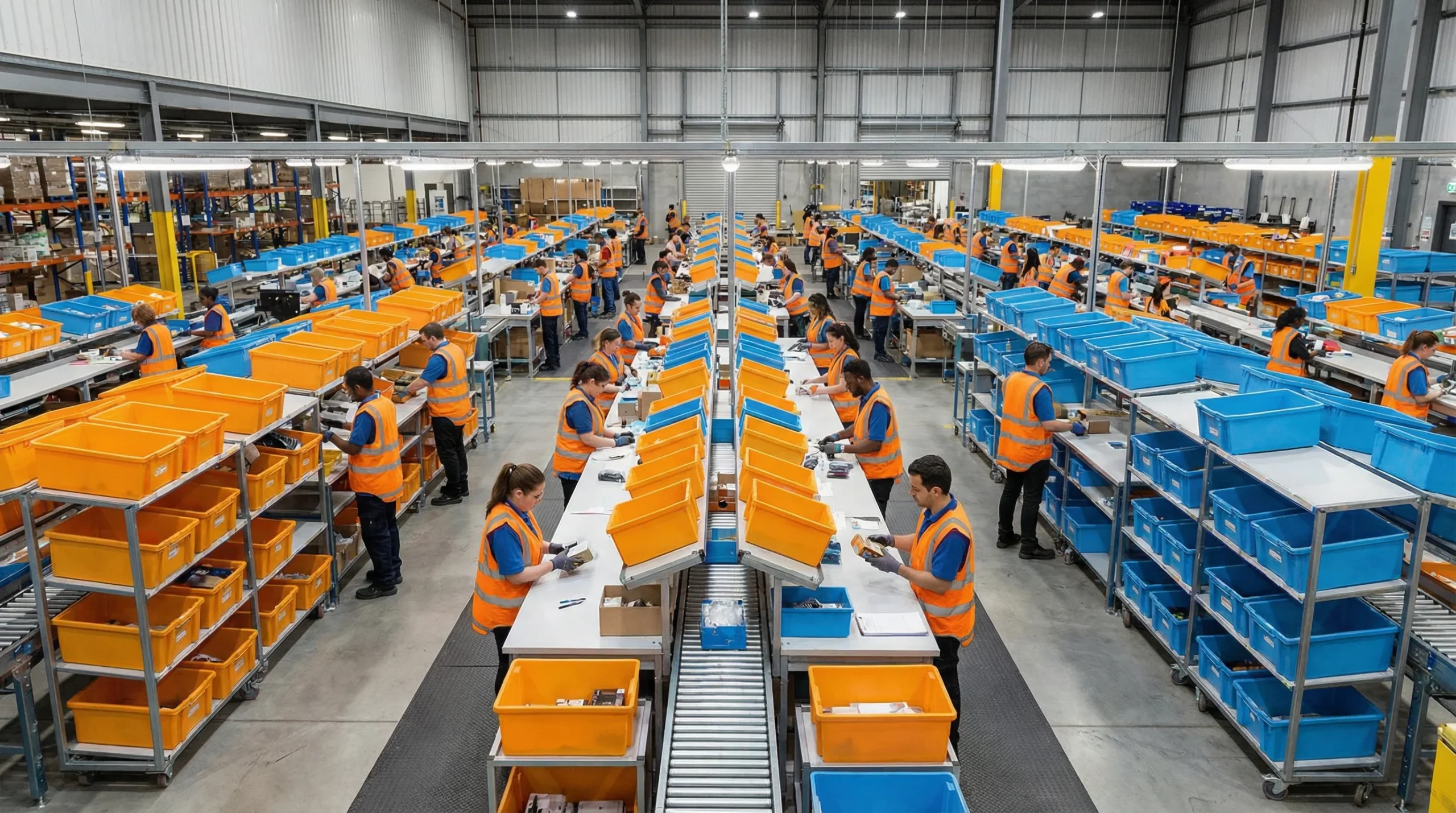 Wide shot of returns processing area