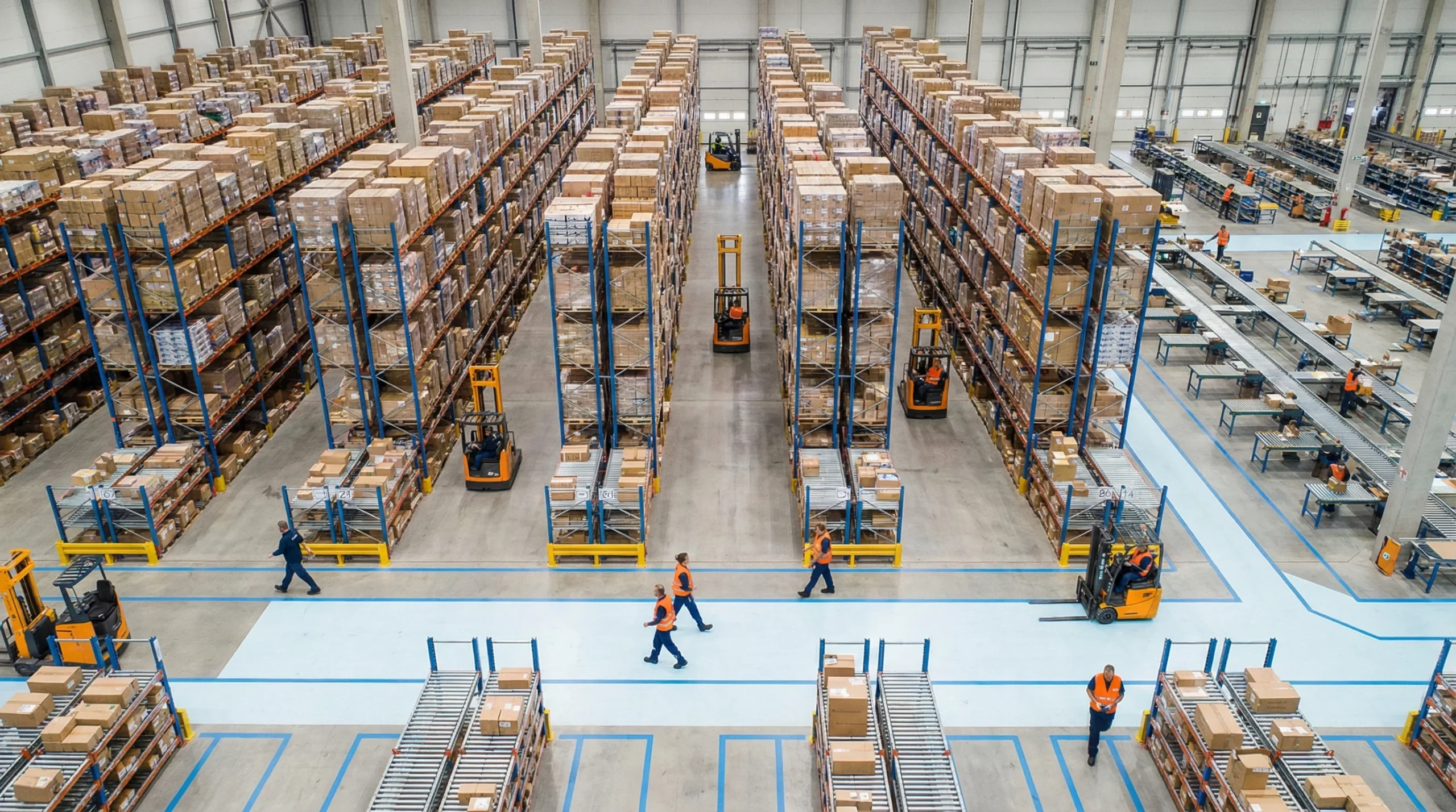 Aerial view of warehouse workflow and EDI process