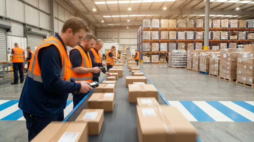 Warehouse receiving dock with EDI integration.