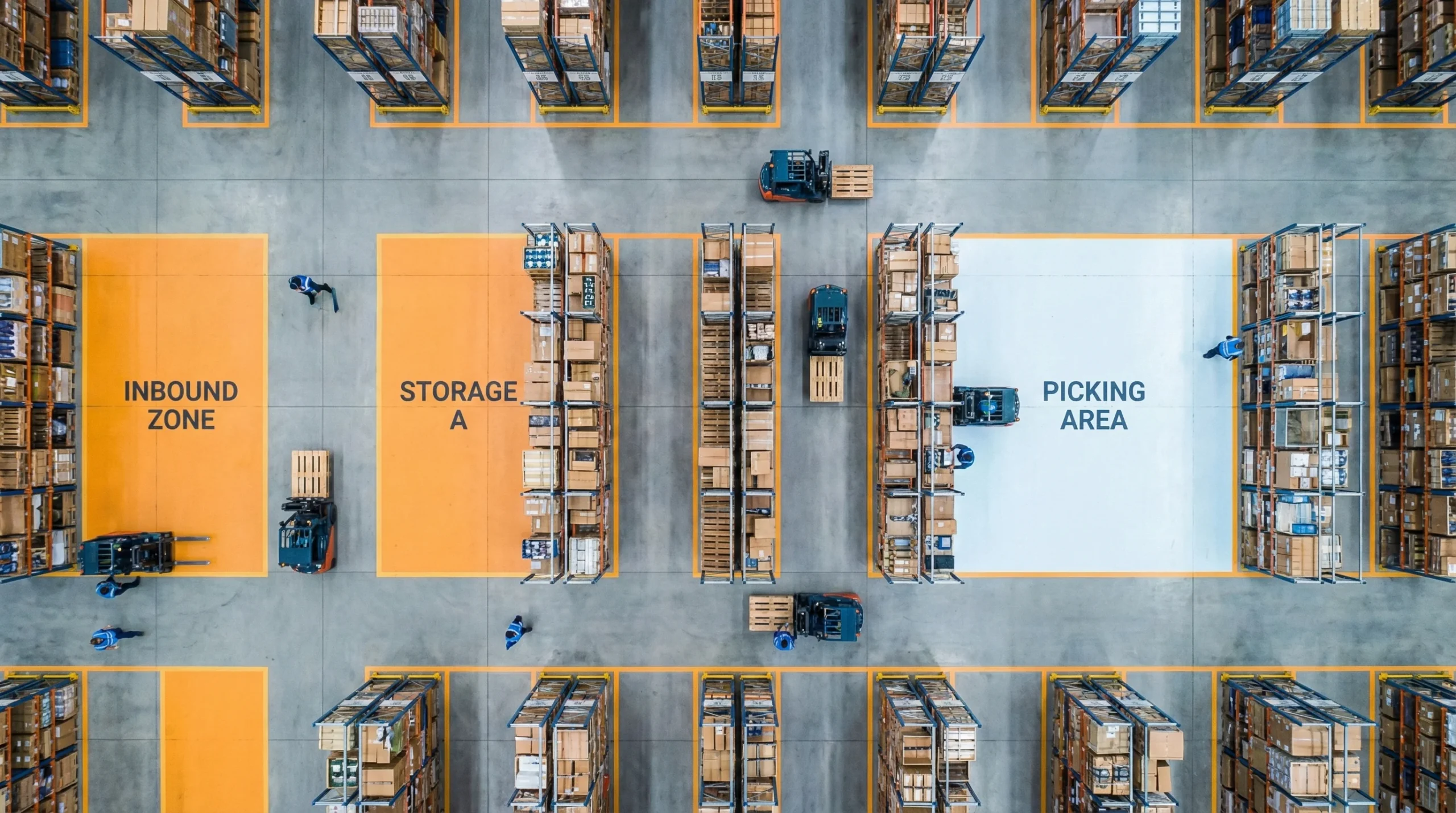 Aerial view of warehouse operations