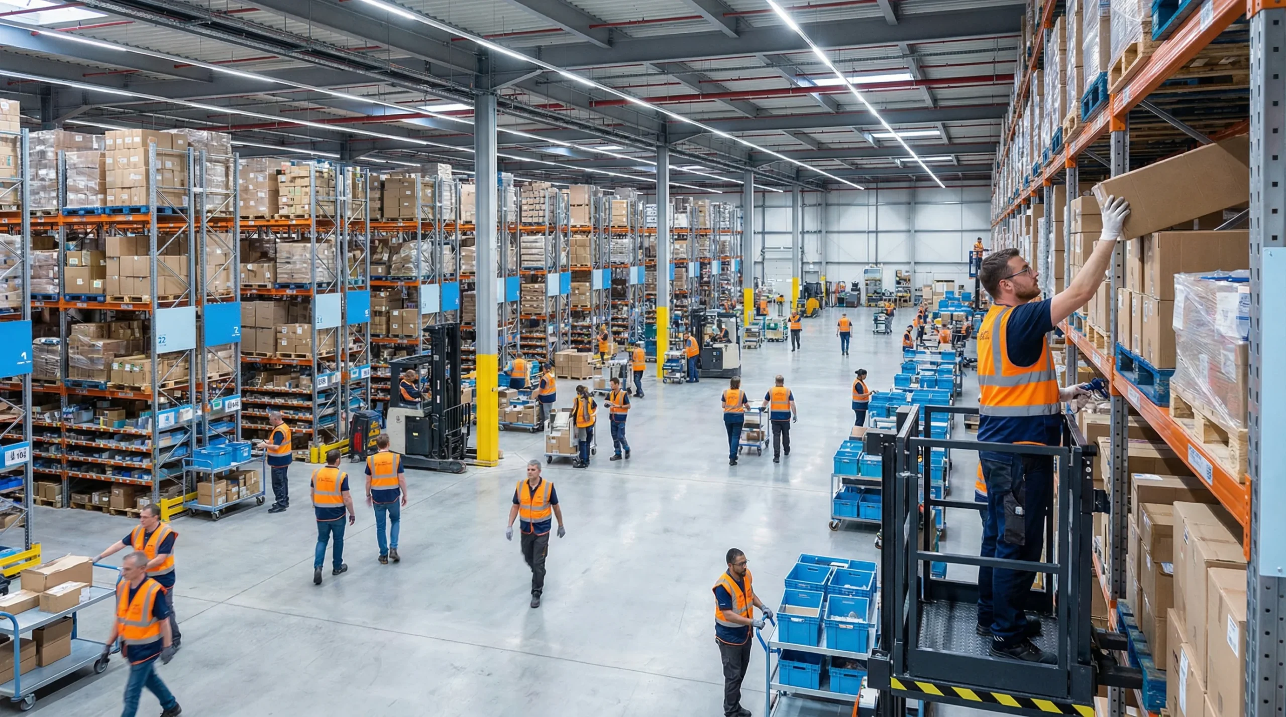 Warehouse interior with workers, edi 843