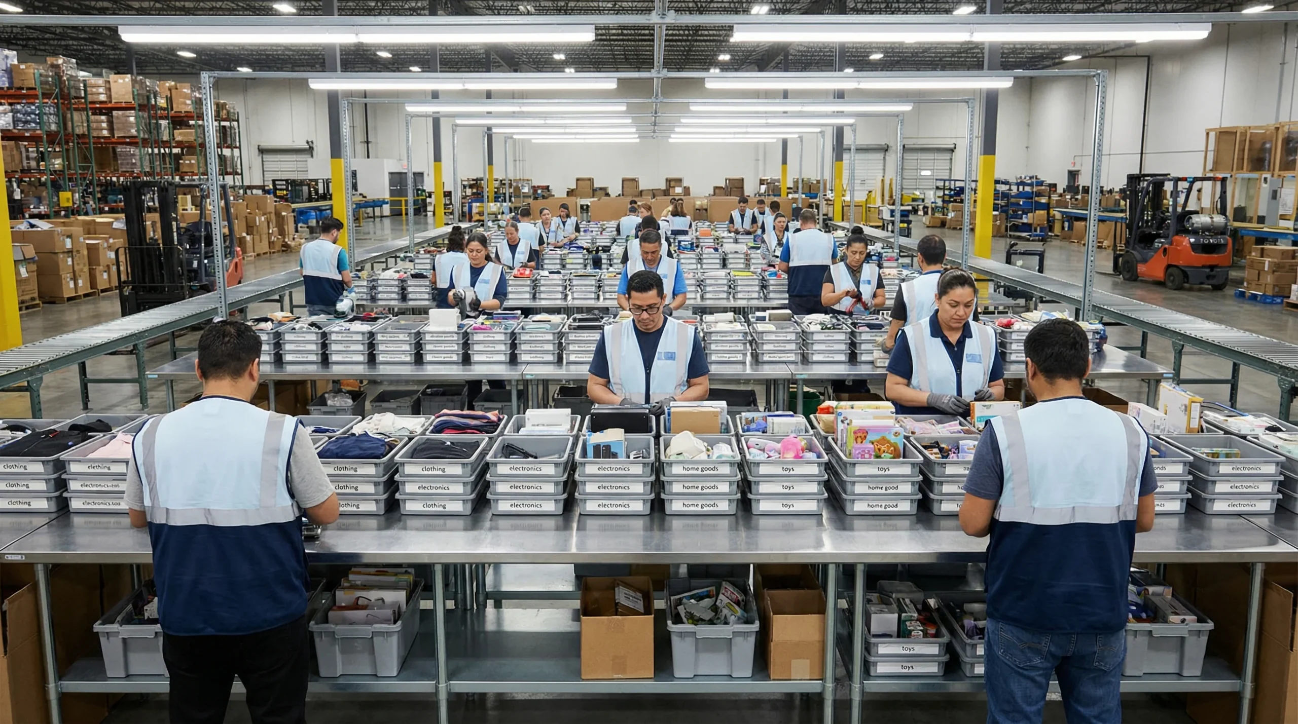 Wide shot of returns processing area