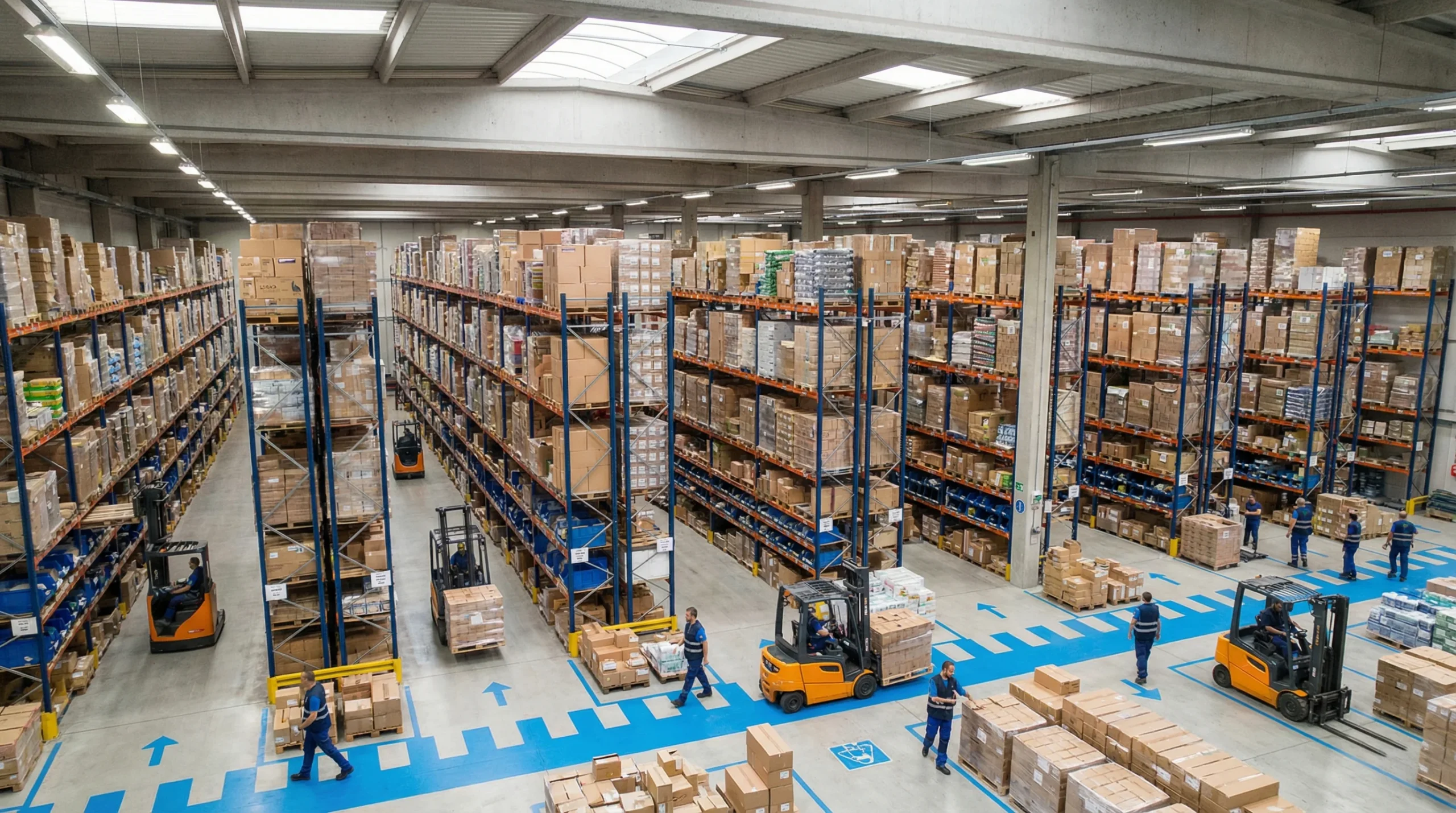 Aerial view of warehouse floor, EDI 211.